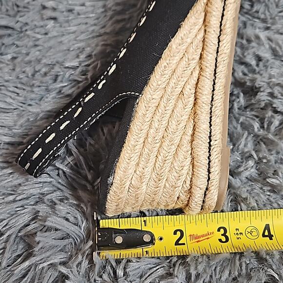 Naturalizer Black Off White Peep Toe Slingback Espadrille Wedge Sandals Sz 6 1/2 - Picture 10 of 11